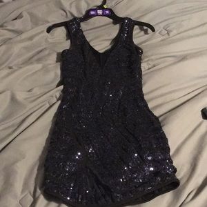 Blue black sequin cocktail dress